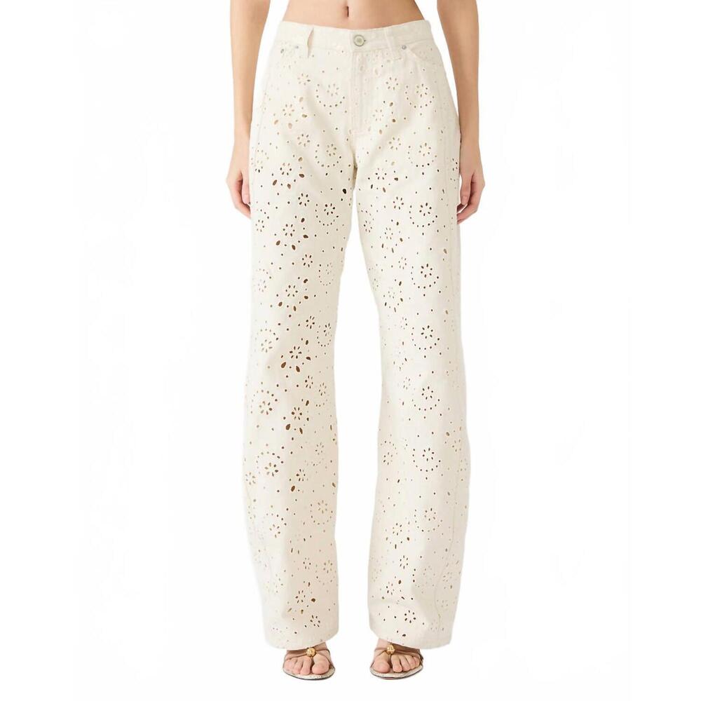 Steve Madden Cream Eyelet Straight Leg Jeans